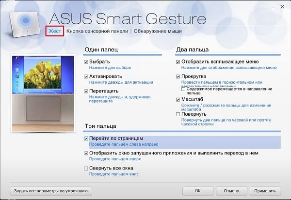 Asus Smart Gesture что это за программа
