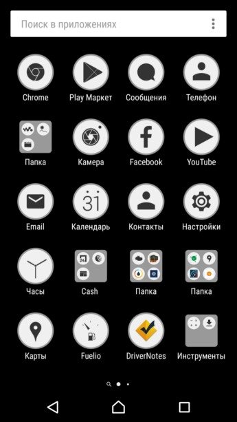 Faddy – черно-белые круглые иконки на Xperia