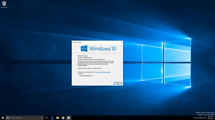 Галерея скриншотов Windows 10 Insider Preview Build 10537