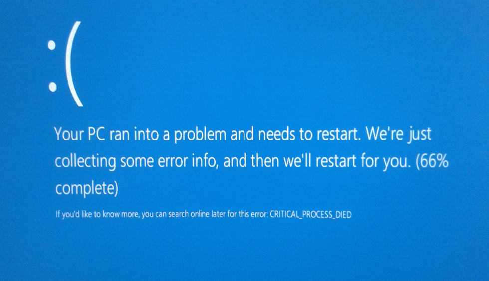 Исправить critical process died ошибку Windows 10 и 8