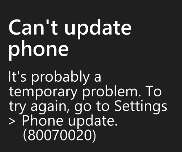 Исправить ошибку 80070020 кода Windows phone