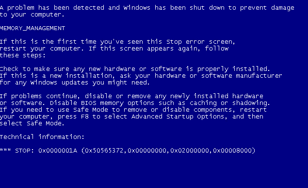 Код ошибки 0x0000001a решение синего экрана Windows 7