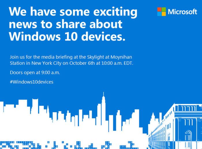 Официально: Новые устройства от Microsoft будут представлены 6 октября