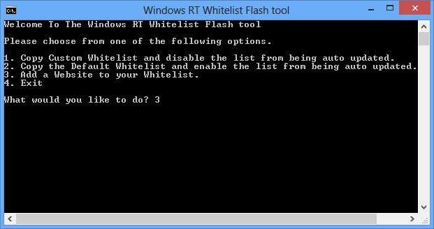 Программа для добавления сайтов в белый список Modern-версии IE10, на которых должен работать Flash