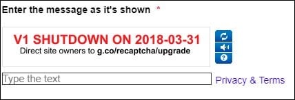 reCAPTCHA V1 IS SHUTDOWN что делать